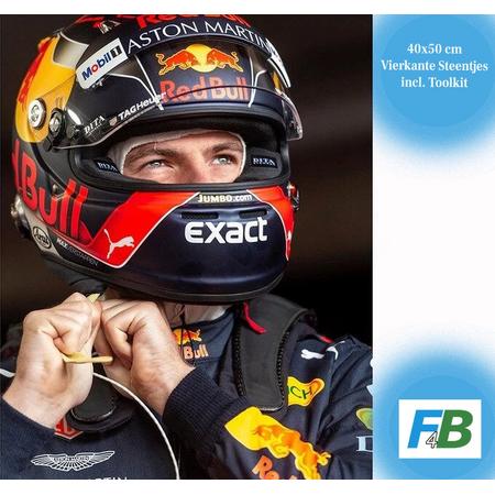F4B Diamond Painting Max Verstappen Portret 50x40cm | Vierkant | Formule 1 | Auto | Red Bull Racing | Kinderen | Pakket Volwassenen en Kinderen